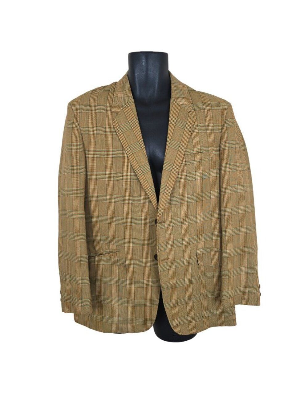 Vintage 70s Towncraft Polyester Blazer Sports Coat Plaid Yellow Mens M